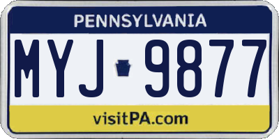 PA license plate MYJ9877
