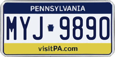PA license plate MYJ9890
