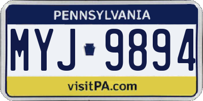 PA license plate MYJ9894