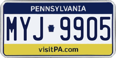 PA license plate MYJ9905