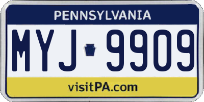 PA license plate MYJ9909
