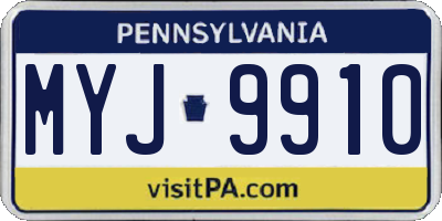 PA license plate MYJ9910