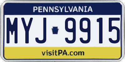 PA license plate MYJ9915