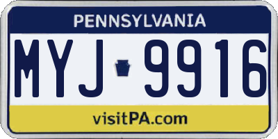PA license plate MYJ9916