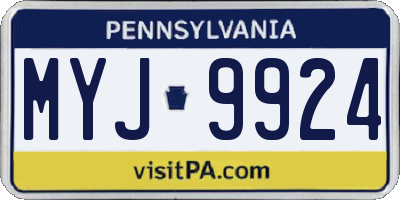 PA license plate MYJ9924