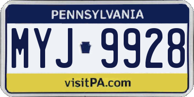 PA license plate MYJ9928