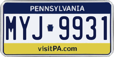 PA license plate MYJ9931