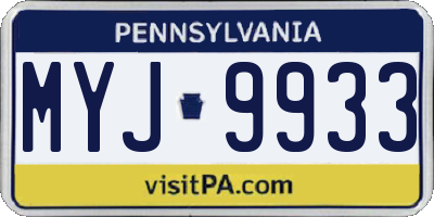 PA license plate MYJ9933