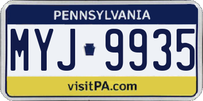 PA license plate MYJ9935