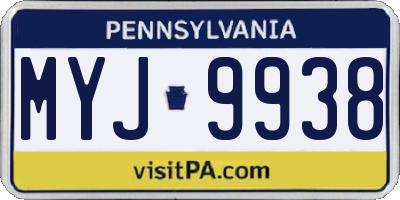 PA license plate MYJ9938