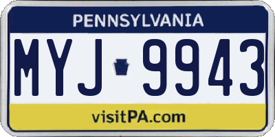 PA license plate MYJ9943