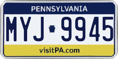 PA license plate MYJ9945
