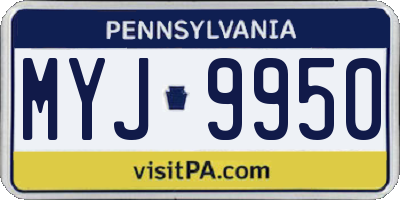 PA license plate MYJ9950