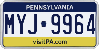 PA license plate MYJ9964