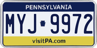 PA license plate MYJ9972
