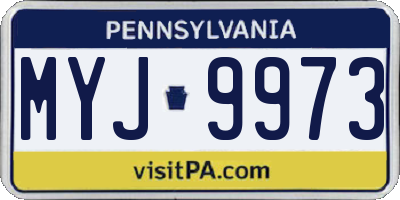 PA license plate MYJ9973