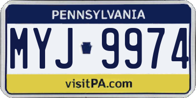 PA license plate MYJ9974