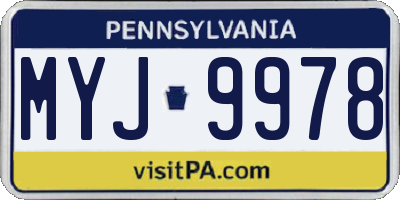 PA license plate MYJ9978