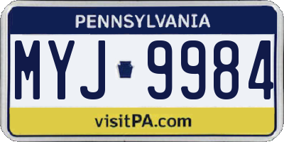 PA license plate MYJ9984