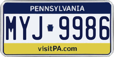 PA license plate MYJ9986