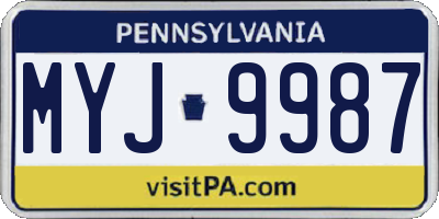 PA license plate MYJ9987