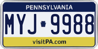 PA license plate MYJ9988