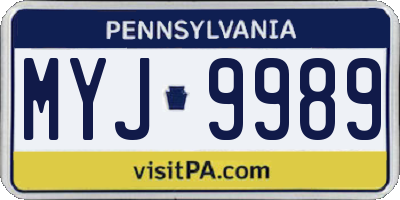 PA license plate MYJ9989