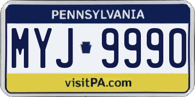 PA license plate MYJ9990