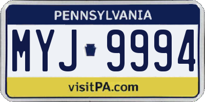 PA license plate MYJ9994