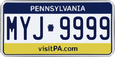 PA license plate MYJ9999