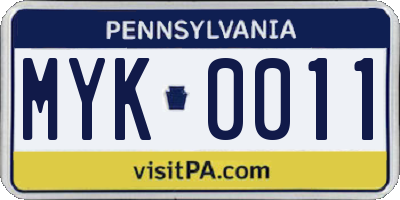PA license plate MYK0011