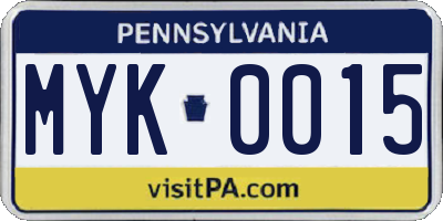 PA license plate MYK0015