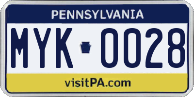 PA license plate MYK0028