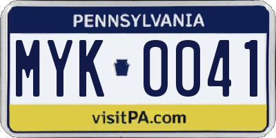 PA license plate MYK0041