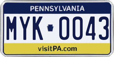 PA license plate MYK0043