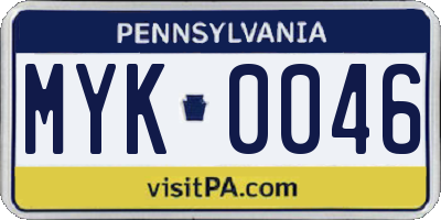 PA license plate MYK0046