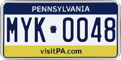 PA license plate MYK0048