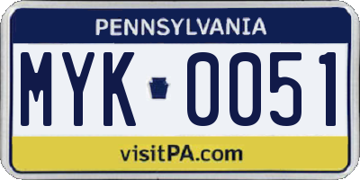 PA license plate MYK0051