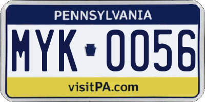 PA license plate MYK0056