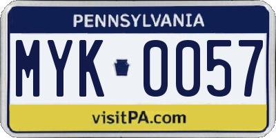 PA license plate MYK0057