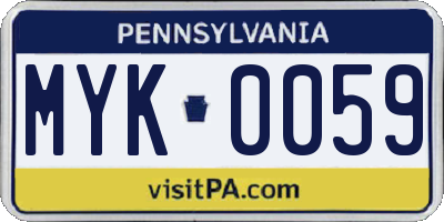 PA license plate MYK0059