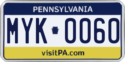 PA license plate MYK0060