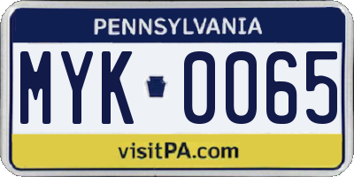 PA license plate MYK0065