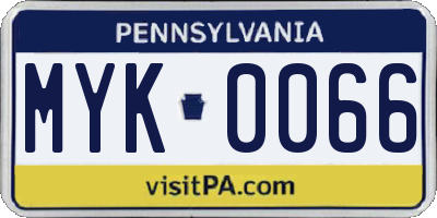 PA license plate MYK0066