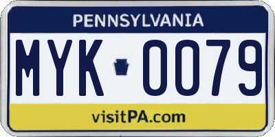 PA license plate MYK0079