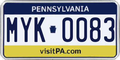 PA license plate MYK0083