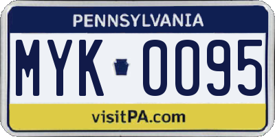 PA license plate MYK0095