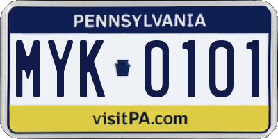PA license plate MYK0101
