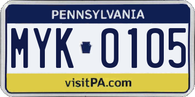 PA license plate MYK0105