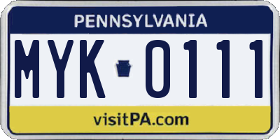 PA license plate MYK0111